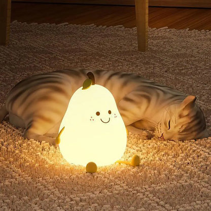 USB Rechargeable Cute Pear Silicon LED Lamp Light