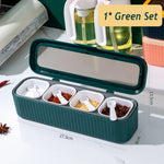 Multifunctional 4 Grids Spice Jar Seasoning Box With Moisture Proof Transparent Lid