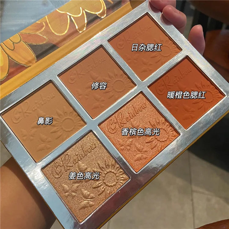 ColorFul Rainbow Sunshine 6in1 Blush Highlighter Palette