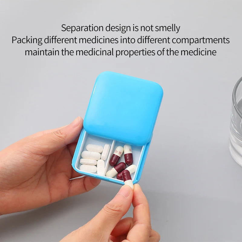 Portable Mini Pill Case Push-Pull Pill Box Two Compartments