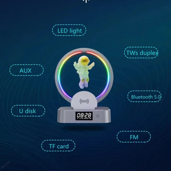 Multifunctional Astronaut Lamp Wireless Charger With Speaker And Digital Clock