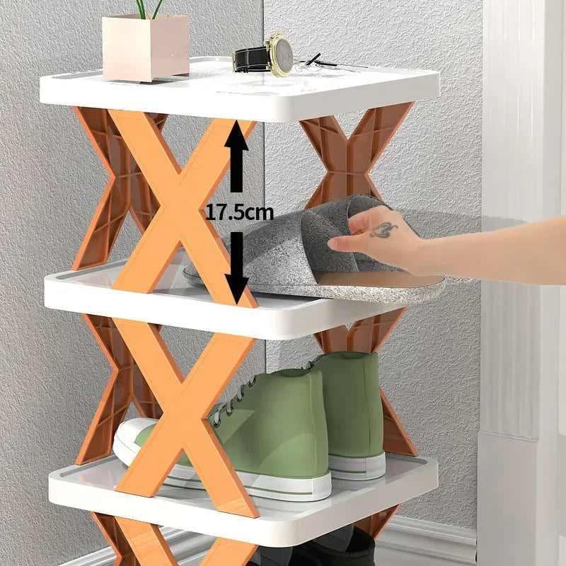 Foldable X Shape Plastic Shoe Rack