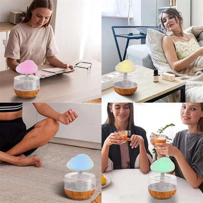 Raining Cloud Night Light Aromatherapy Essential Oil Diffuser Humidifier Relaxing Mood Water Drop Sound