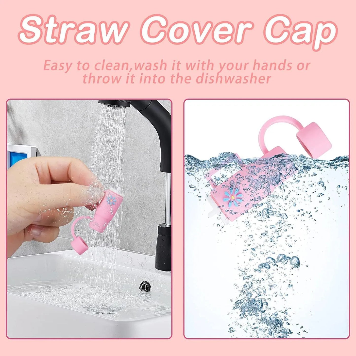 Silicone Straw Cover Caps Compatible For Stanley Cup Reusable Straw Tip Covers Drinking Straws For Tumbler