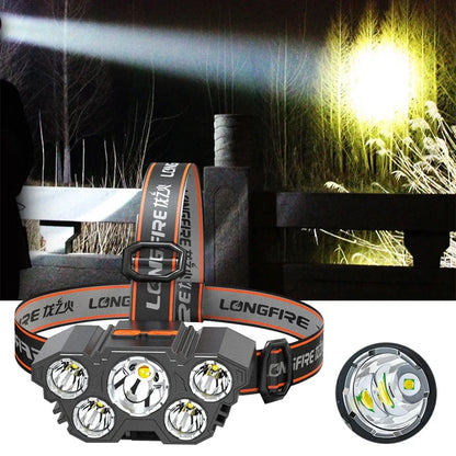 5 LED Headlight Flashlight USB Rechargeable Light with Flashing for Outdoor Climbing And Camping Light