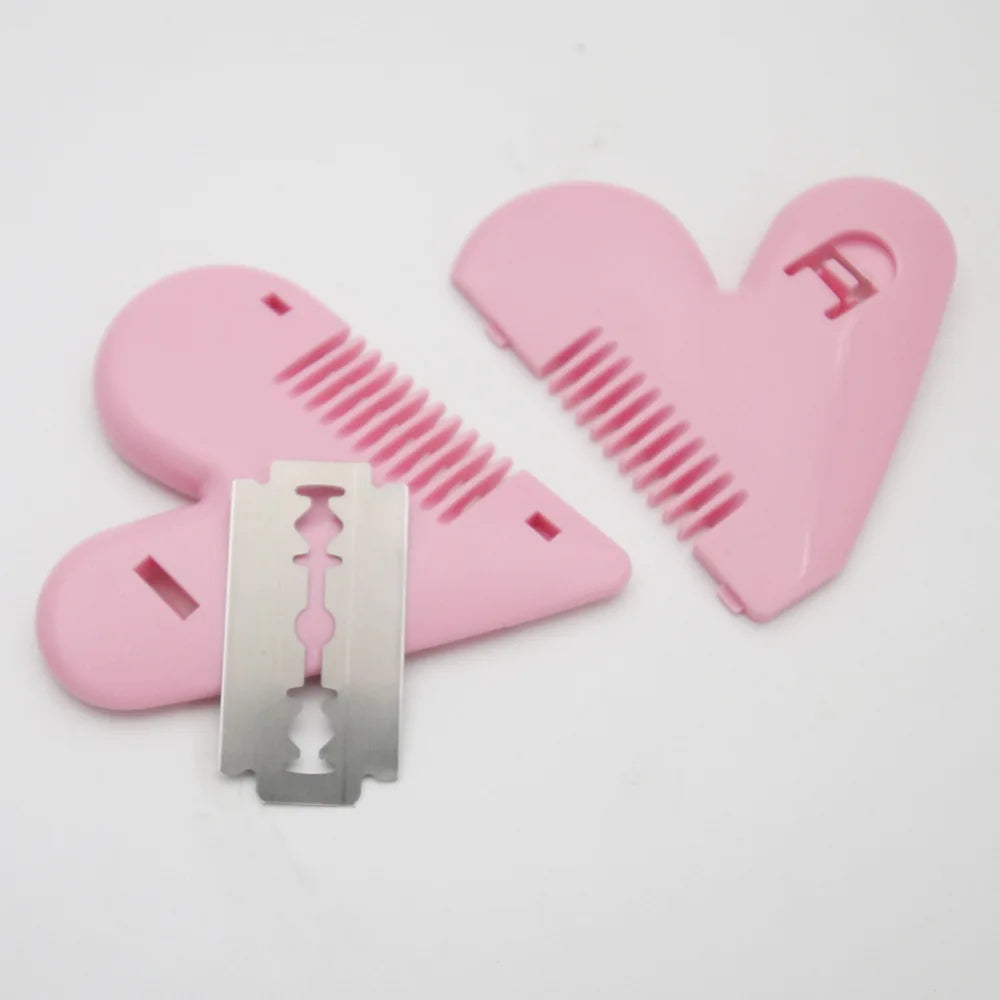 Children Heart Shaped Mini Hair Comb Layer Shaper Cutting Plastic Comb Razor Blades