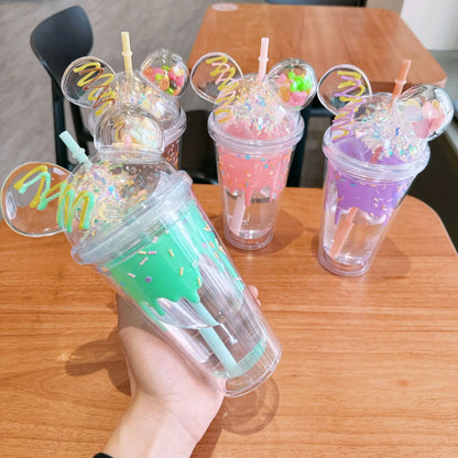 Cute Sprinkles Transparent Double Layer Water Sipper Glass