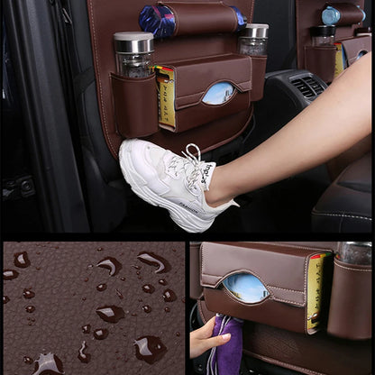 Car Back Seat Storage Bag With Foldable Table Tray Tablet Holder Tissue Box Auto Back Seat Organizer