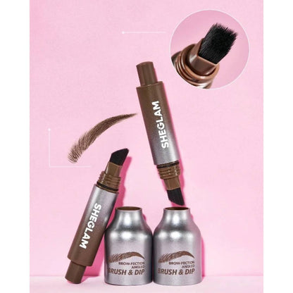 Sheglam Brow-Fection Angled Eyebrows Brush & Dip Charcoal 4 Colors Set