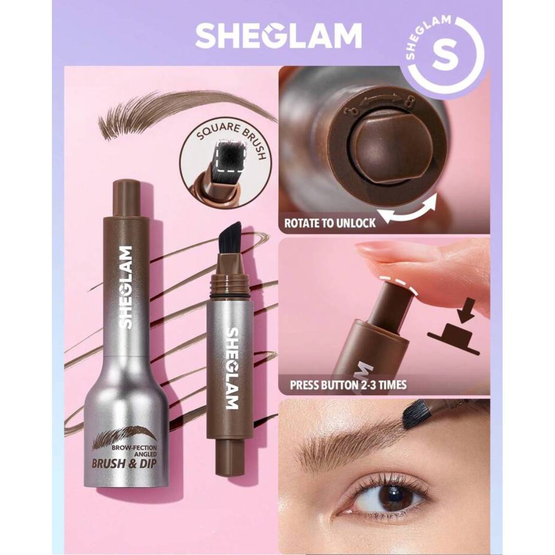 Sheglam Brow-Fection Angled Eyebrows Brush & Dip Charcoal 4 Colors Set