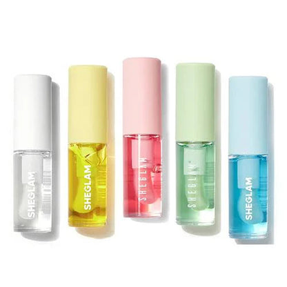 SHEGLAM Jelly Wow Hydrating Lip Oil Transparent Glossy Lip Gloss 5Pcs Set