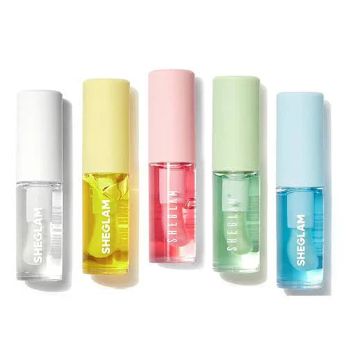 SHEGLAM Jelly Wow Hydrating Lip Oil Transparent Glossy Lip Gloss 5Pcs Set