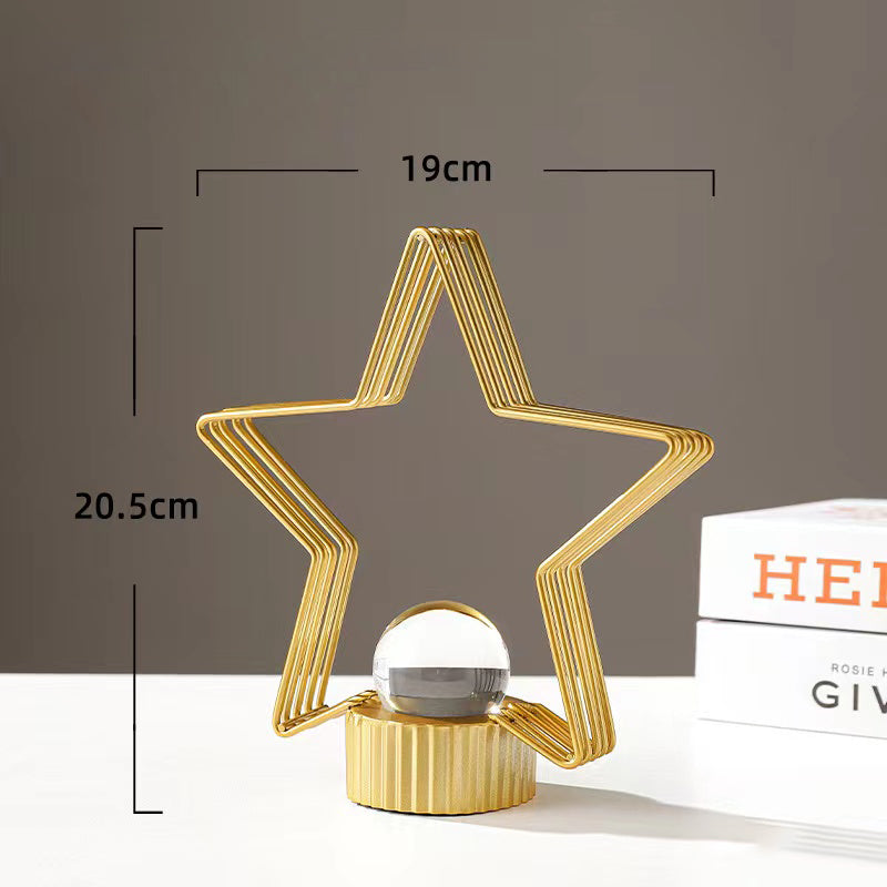 Luxury Star Shape Metal Ornament With Crystal Ball Unique Design For Table Decor