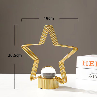 Luxury Star Shape Metal Ornament With Crystal Ball Unique Design For Table Decor