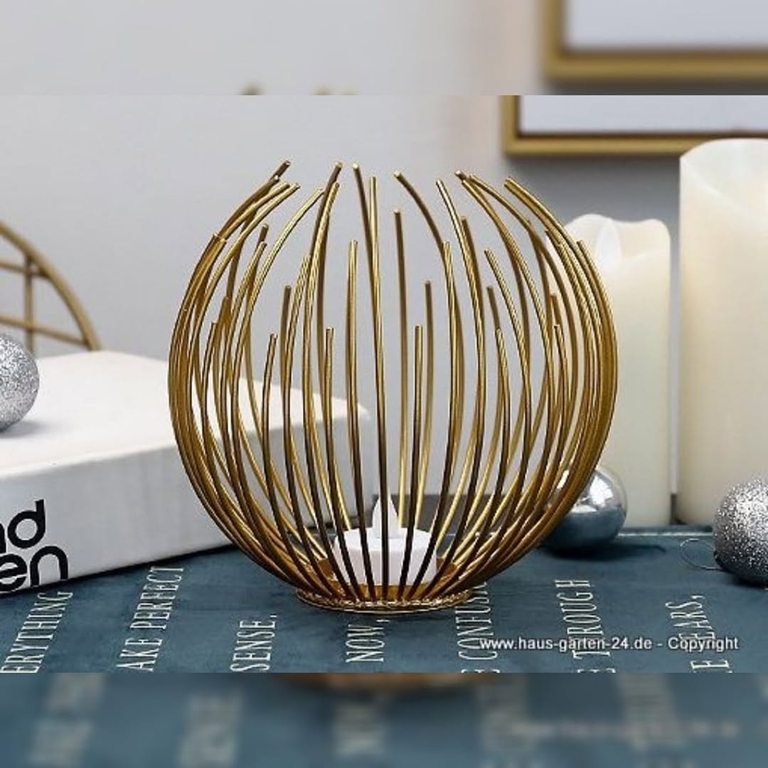 Geometric Metallic Gold Nordic Modern Desktop Candle Holder Stand Without Candle
