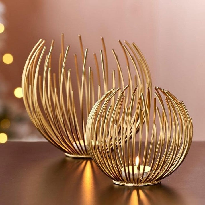 Geometric Metallic Gold Nordic Modern Desktop Candle Holder Stand Without Candle