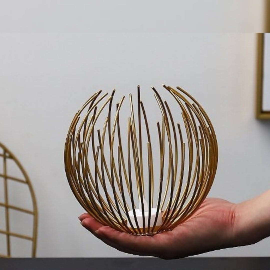 Geometric Metallic Gold Nordic Modern Desktop Candle Holder Stand Without Candle