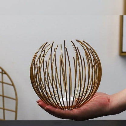 Geometric Metallic Gold Nordic Modern Desktop Candle Holder Stand Without Candle