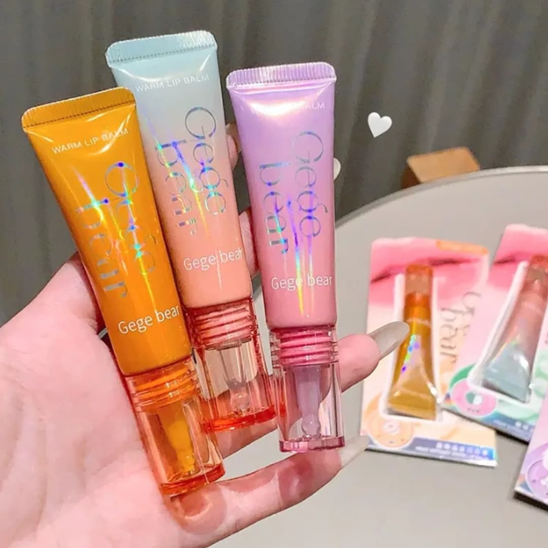 Gege Bear Fruity Tube Extract Color Changing Moisturizing & Long-Lasting Lip Balm Tube 3Pcs Set