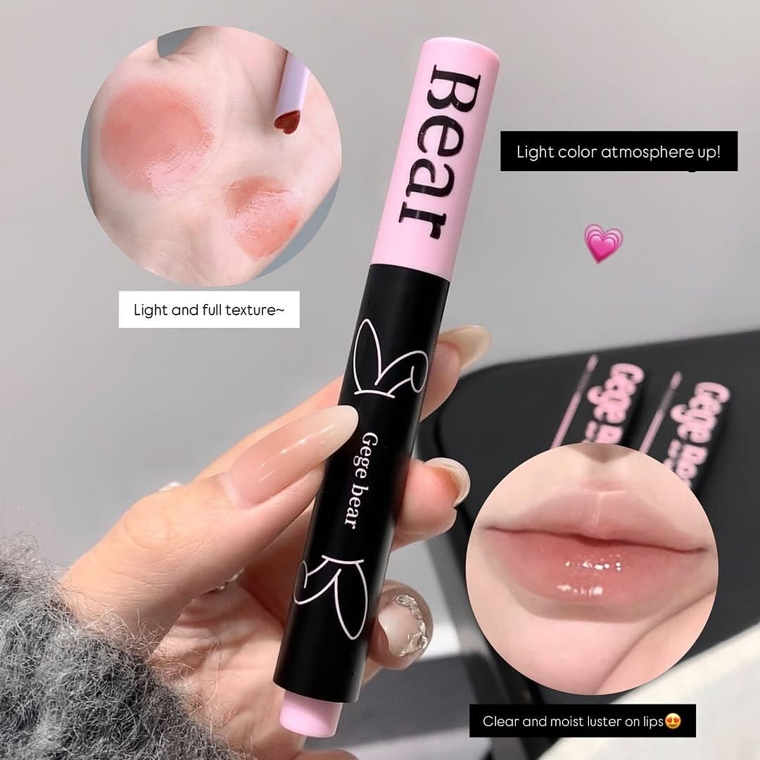 Gege Bear Heart Shape Magic Pen Moisturizing Solid Lip Gloss Lipstick 6Pcs Set