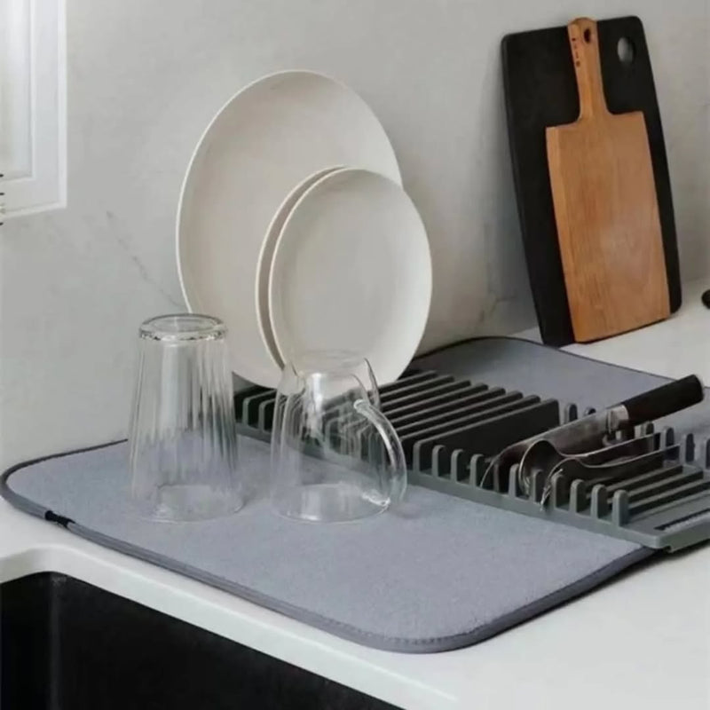 Multipurpose Water Resistant Dish Drying Matt With Dish Stand