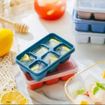 Soft Silicone Ice Cube Mold 6 Grid Ice Tray Mold With Lid Pack Of 3