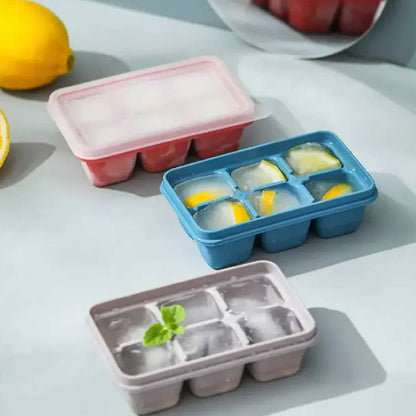 Ice Cube Mold 6 Grid Ice Tray Mold With Lid Pack Of 3