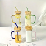 Transparent Borosilicate Glass Mug With Lid And Straw