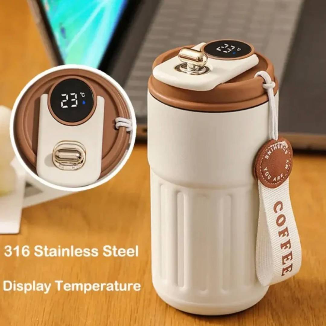 Stainless Steel Portable Smart Display Tumbler Bottle Vaccum Temperature Insulated Cup