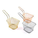 Stainless Steel Mini Square Fry Basket French Fries Holder Fried Food Table Serving