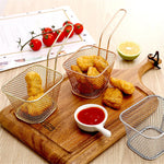 Stainless Steel Mini Square Fry Basket French Fries Holder Fried Food Table Serving