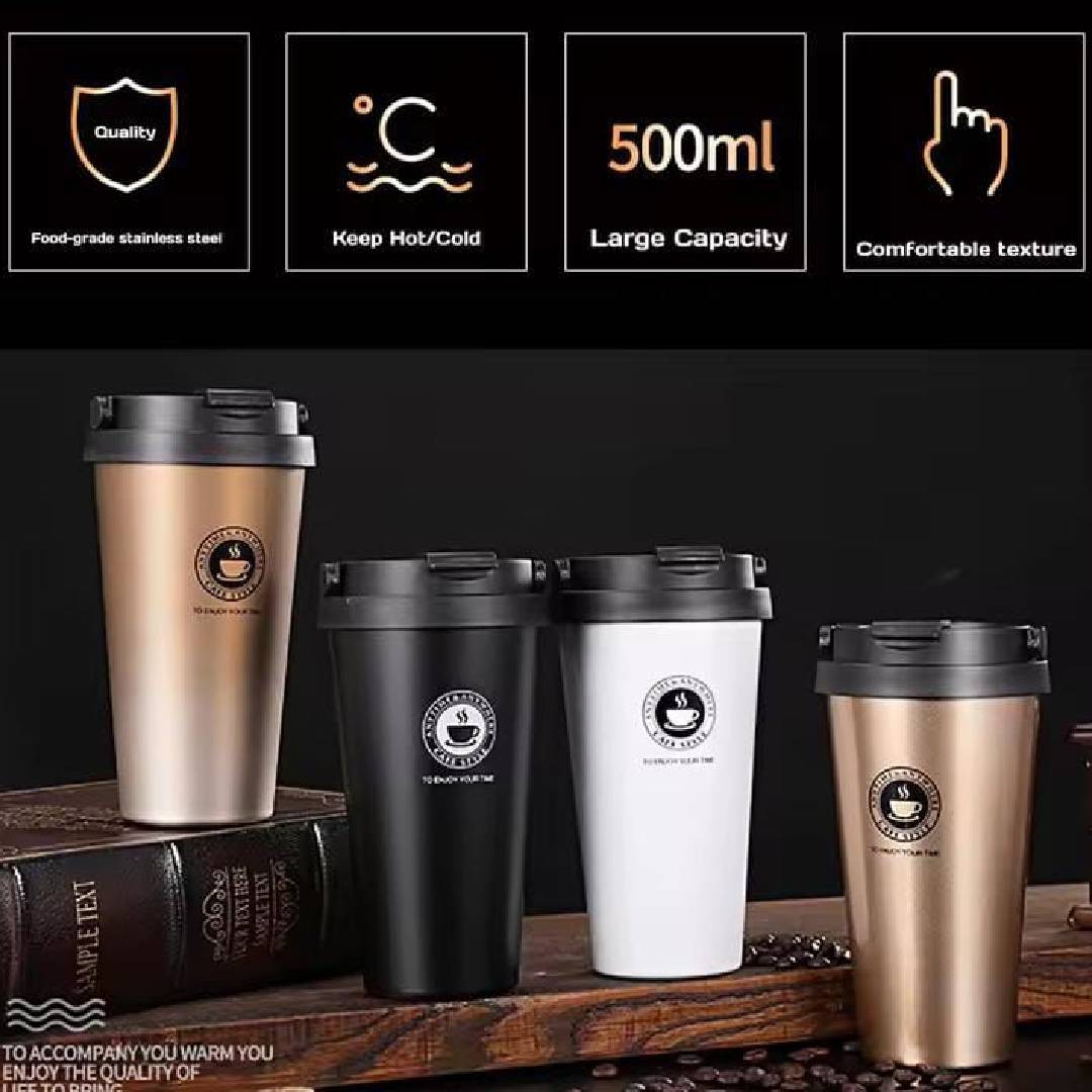 Stainless Steel Vacuum Insulated Flask Coffee Mug Tumbler 0.5 Liter