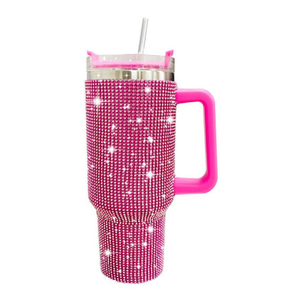 Stainless Steel 40oz Rhinestone Tumbler Cup Glitter With Lid And Handle