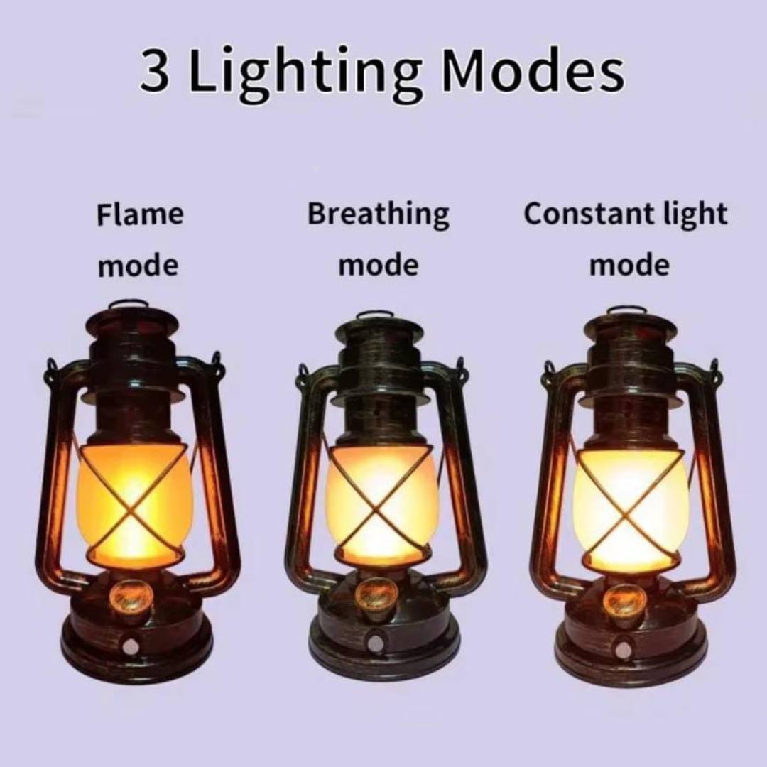 USB Rechargeable Retro Portable Table Lamp Lantern Light With 3 Modes
