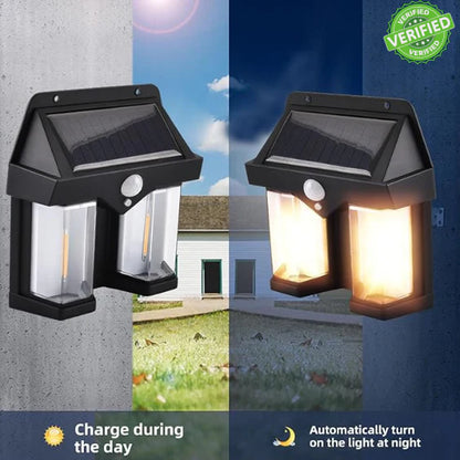 Double Head Antique Solar Sensor Lamp Solar Warm Lighting Lamp Outdoor Wall Lights