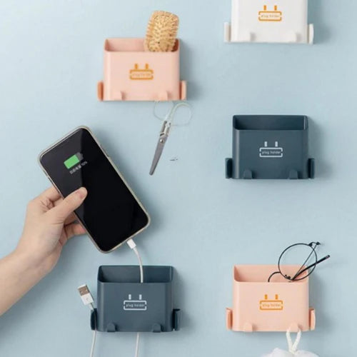 Multipurpose Wall Mounted Storage Box AC Remote Mobile Charging Holder