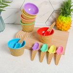 Cute Waffle Design Ice Cream Cup With Spoon