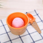 Cute Waffle Design Ice Cream Cup With Spoon