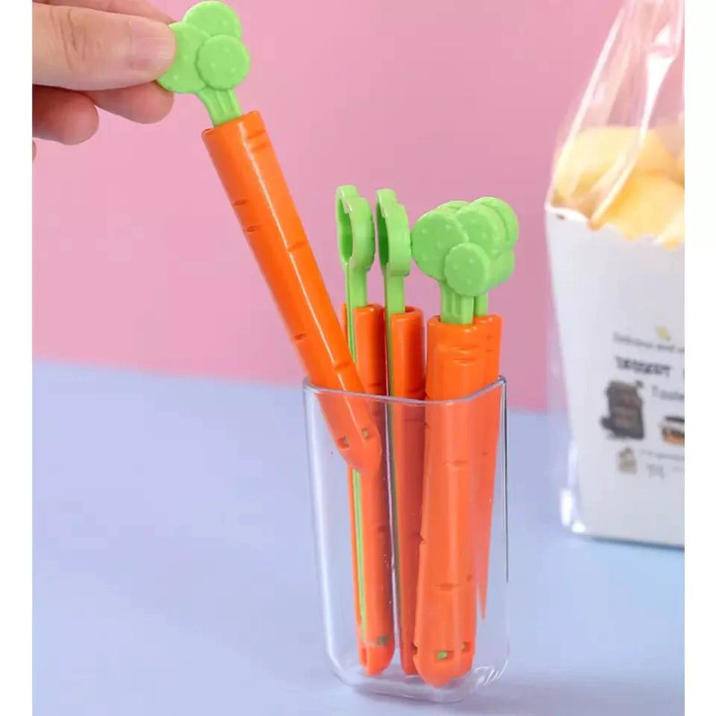 Set Of 5 Carrot Shaped Food Snack Bag Sealing Clip