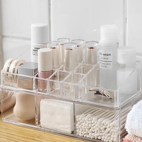 Transparent Double Acrylic Makeup Cosmetic Lipstick Brush Holder Organizer Box