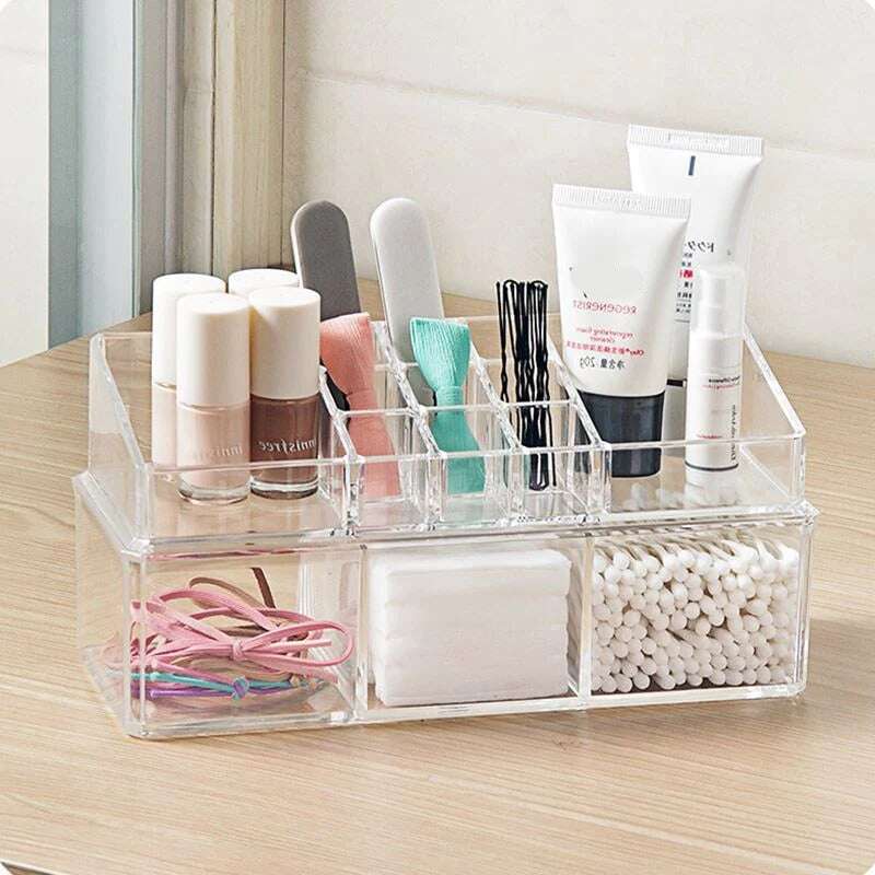 Transparent Double Acrylic Makeup Cosmetic Lipstick Brush Holder Organizer Box