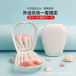 New Elegant 5pcs Shell Mirror Plastic Box Brush Set