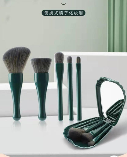 New Elegant 5pcs Shell Mirror Plastic Box Brush Set