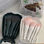 New Elegant 5pcs Shell Mirror Plastic Box Brush Set