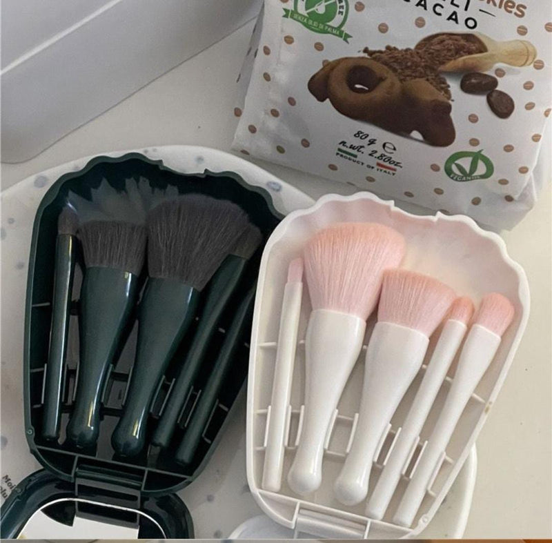 New Elegant 5pcs Shell Mirror Plastic Box Brush Set