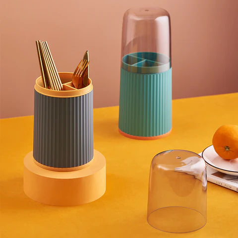 3 Grid Cutlery Holder With Lid