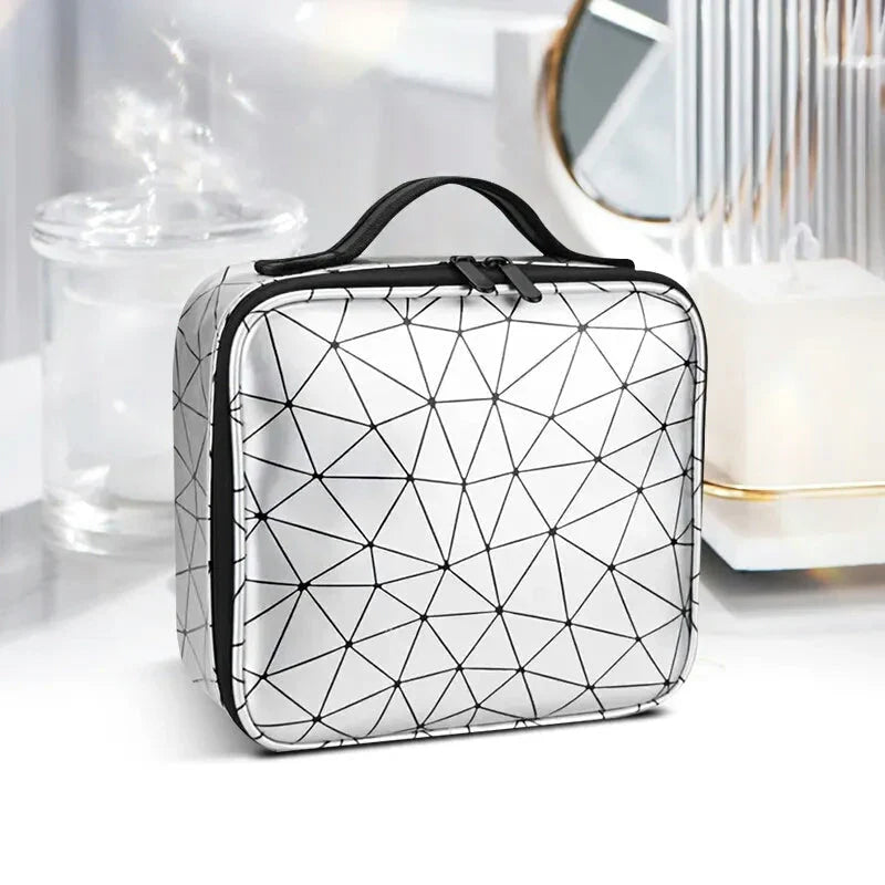 Professional Multifunctional Portable Square Partition Makeup Cosmetic Bag Organizer Traveling Storage Box