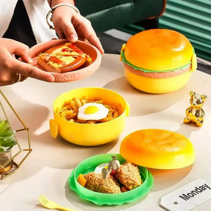 Burger Shape Double Layer Plastic Lunch Box