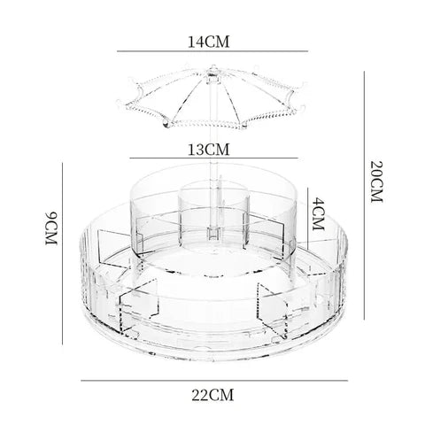 Acrylic 360 Rotatable Umbrella Makeup Cosmetic Organizer