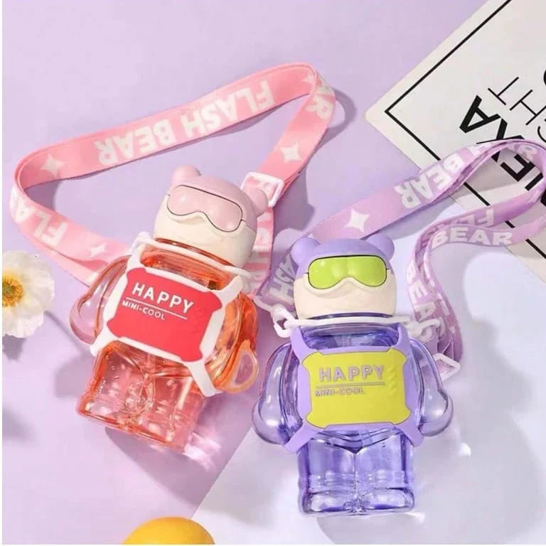 Cute Happy Mini Cool Water Bottle With Straw